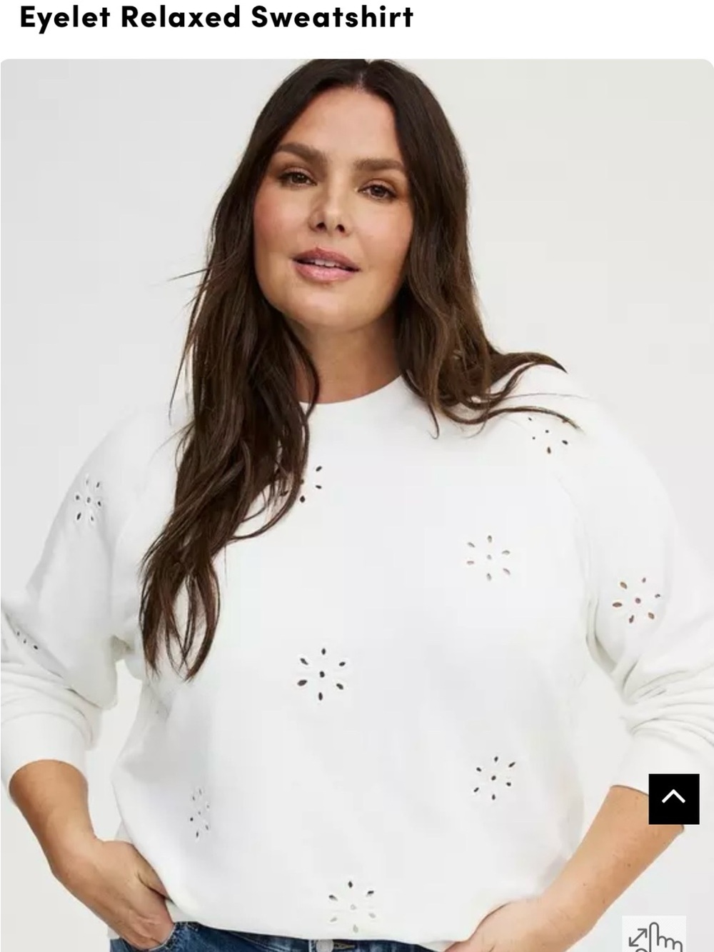 torrid White Eyelet Relaxed Sweatshirt